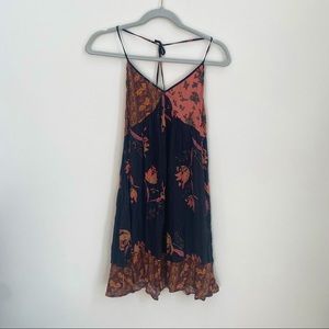 Free People Asymmetrical Patterned Slip Dress, Size Medium